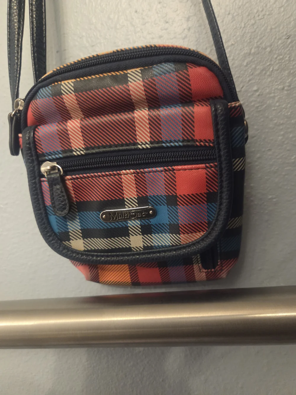 MultiSac Multi-Color Plaid Crossbody Camera Bag Mini Purse